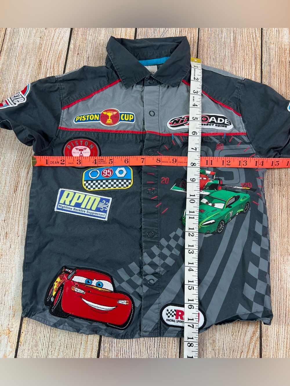 Disney Pixar Cars Lightning McQueen Woven Mechanic's Shirt Kids Youth Size 5/6 - Picture 5 of 5
